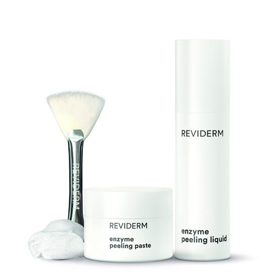 Set peeling enzimatic cu accesorii (enzyme liquid & paste + perie aplicare, spatula, cotonete demachiante)